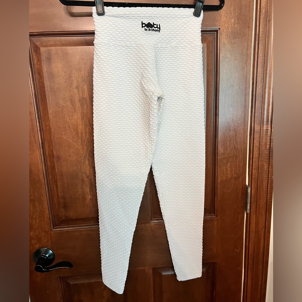 White Textured Leggings